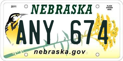 NE license plate ANY674
