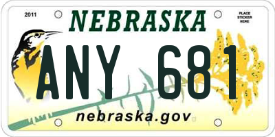 NE license plate ANY681