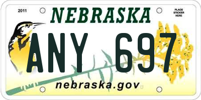 NE license plate ANY697