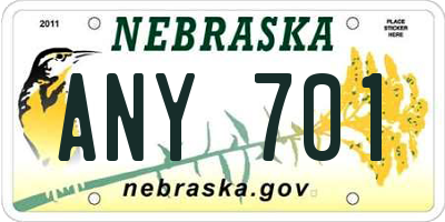 NE license plate ANY701