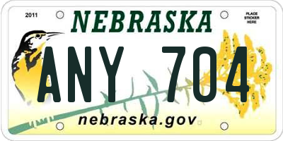 NE license plate ANY704
