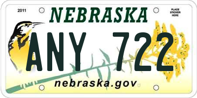 NE license plate ANY722