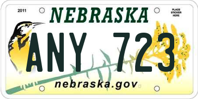 NE license plate ANY723