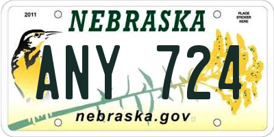 NE license plate ANY724