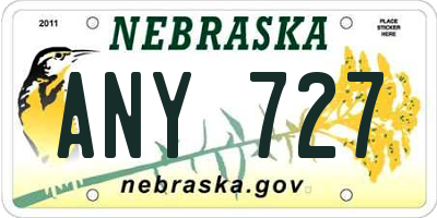 NE license plate ANY727