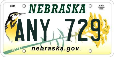 NE license plate ANY729