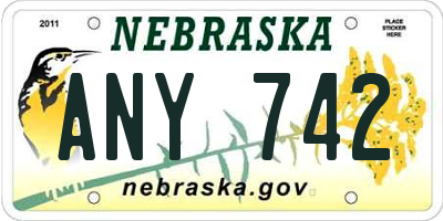 NE license plate ANY742