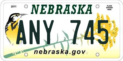 NE license plate ANY745