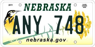 NE license plate ANY748