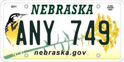 NE license plate ANY749