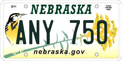 NE license plate ANY750