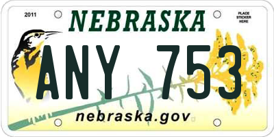 NE license plate ANY753