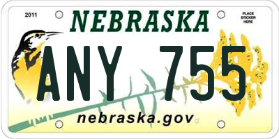 NE license plate ANY755