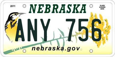 NE license plate ANY756