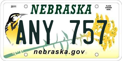 NE license plate ANY757