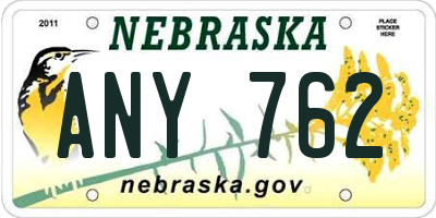 NE license plate ANY762