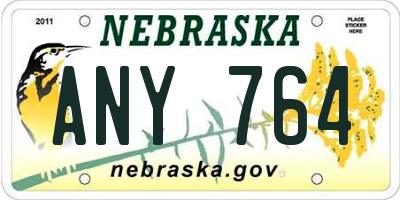 NE license plate ANY764