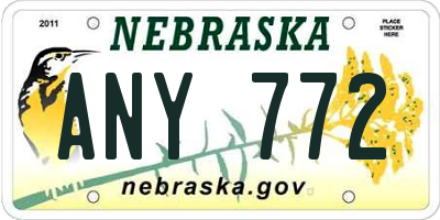 NE license plate ANY772