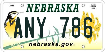 NE license plate ANY786