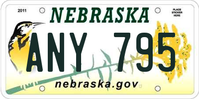 NE license plate ANY795