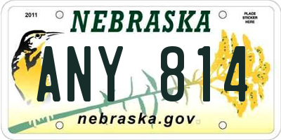 NE license plate ANY814