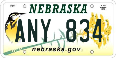 NE license plate ANY834