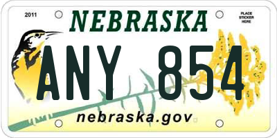 NE license plate ANY854