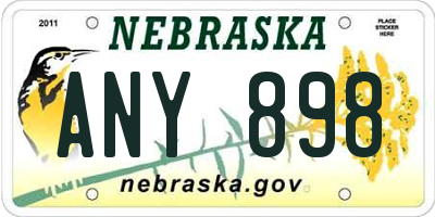 NE license plate ANY898