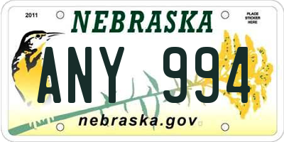 NE license plate ANY994