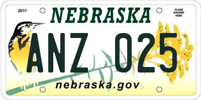 NE license plate ANZ025