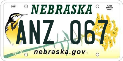 NE license plate ANZ067