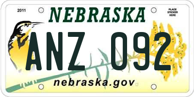 NE license plate ANZ092