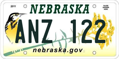 NE license plate ANZ122