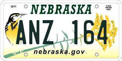 NE license plate ANZ164