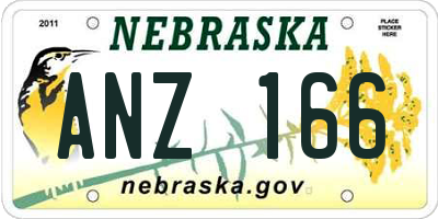 NE license plate ANZ166