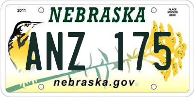 NE license plate ANZ175