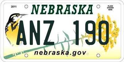 NE license plate ANZ190