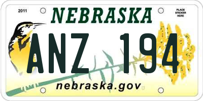 NE license plate ANZ194