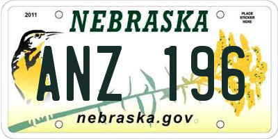 NE license plate ANZ196