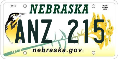 NE license plate ANZ215