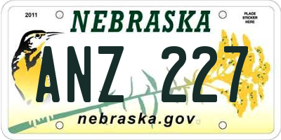 NE license plate ANZ227