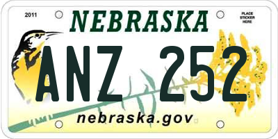 NE license plate ANZ252