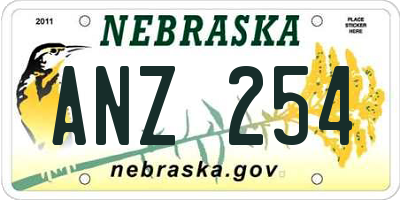 NE license plate ANZ254