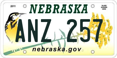 NE license plate ANZ257