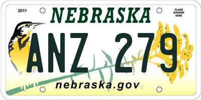 NE license plate ANZ279