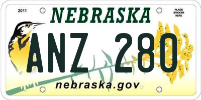 NE license plate ANZ280