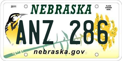 NE license plate ANZ286