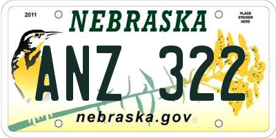 NE license plate ANZ322