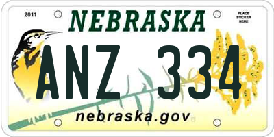 NE license plate ANZ334