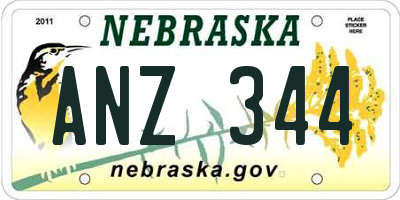 NE license plate ANZ344